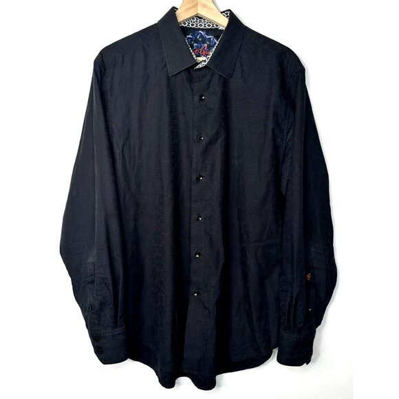 Robert Graham Mens Shirt Textured Design Knowledge Wisdom Truth Black Size Large - Picture 1 of 15